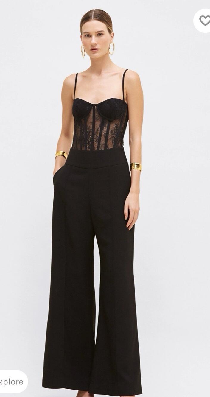 PatBO Laila Lace Bodysuit Black One Piece Adjustable Strap